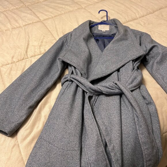 A New Day Women's Gray Belted Longline Wrap Collar Lined Coat Size Medium - Picture 5 of 12